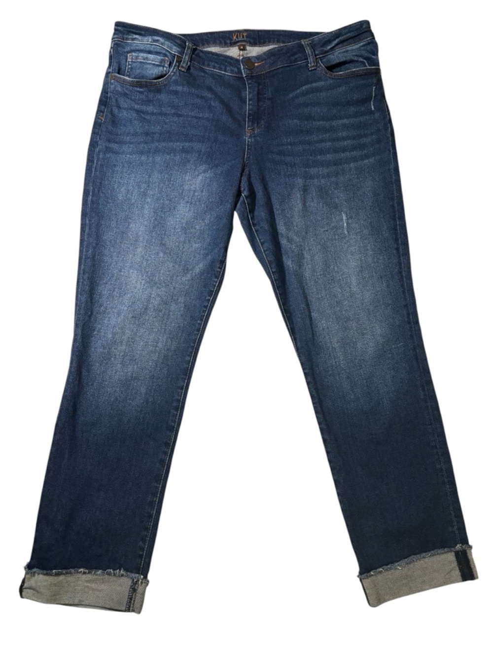 KUT From The Kloth Raw Cuffed Hem Ankle Jeans 16 Stretch Mid Rise Straight Leg